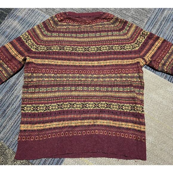 J Crew Mercantile Adult Crewneck Sweater Size Large L All Over Print Lambs Wool - Picture 2 of 7
